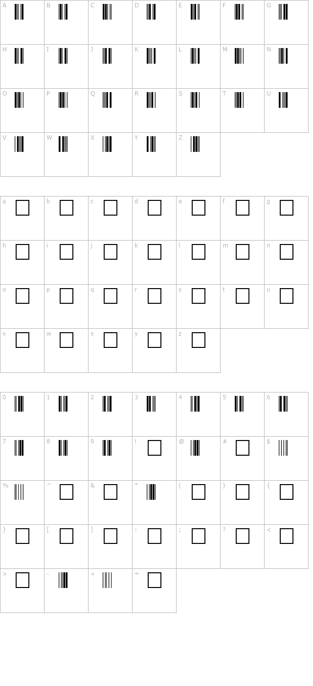 Code 3 of 9 character map