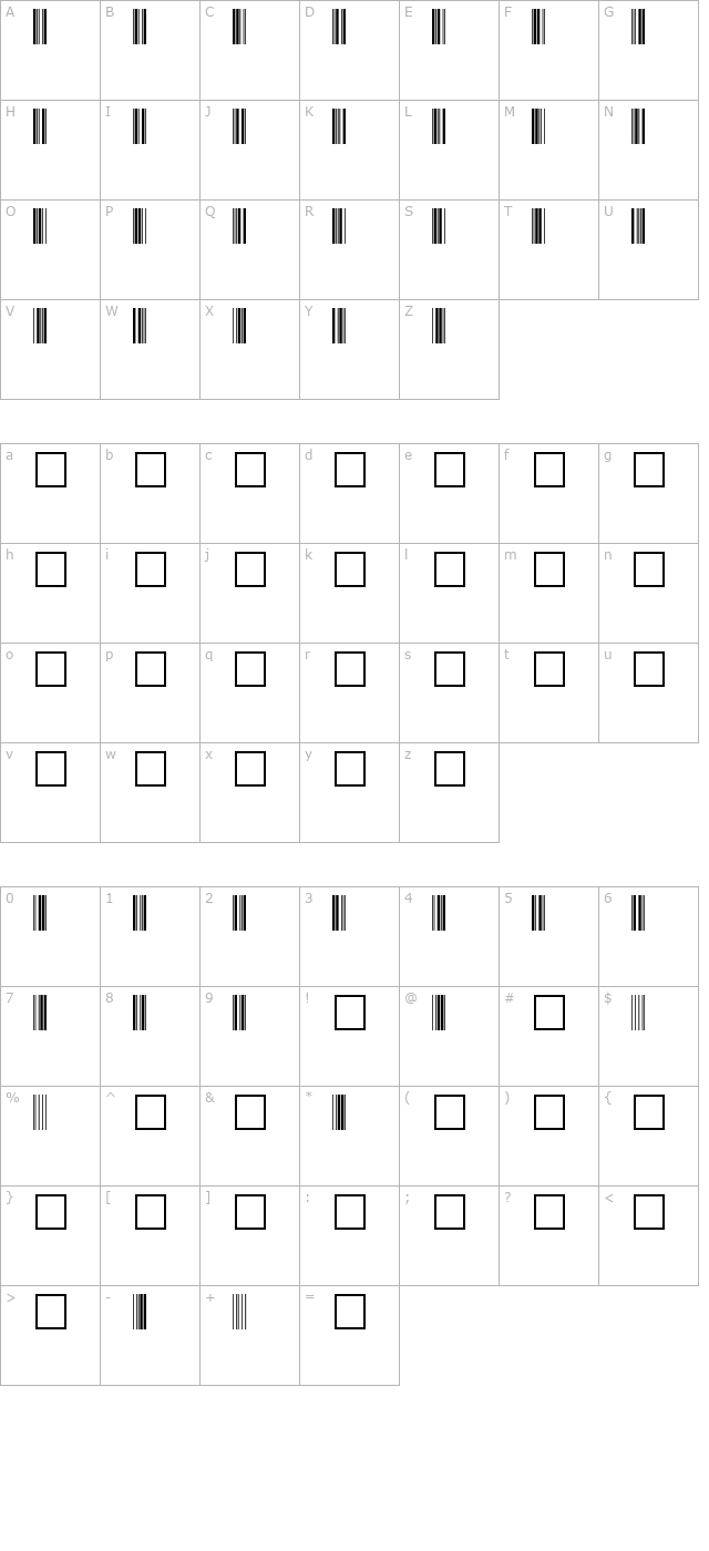 code-3of9 character map