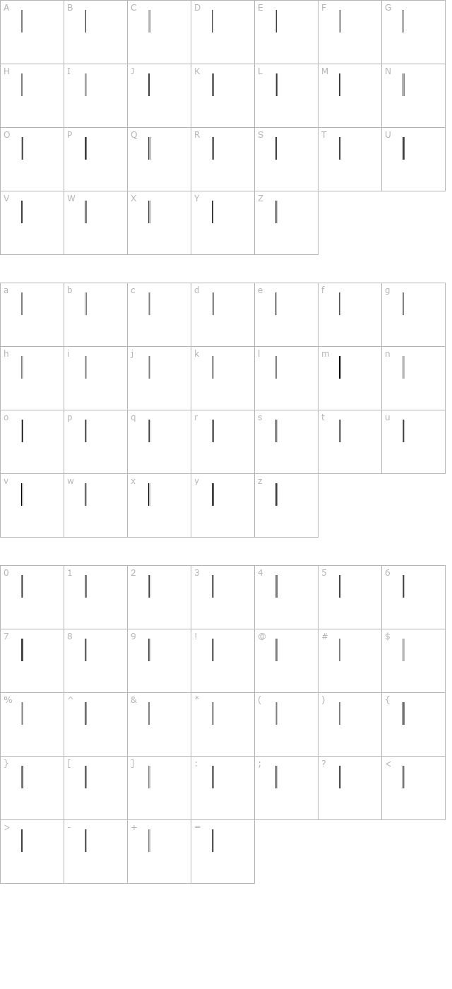 code128verynarrow character map