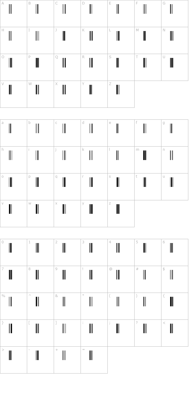 code128verywide character map