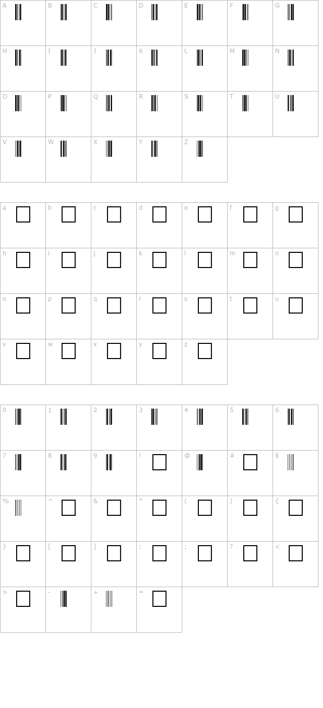 Code39 Regular character map