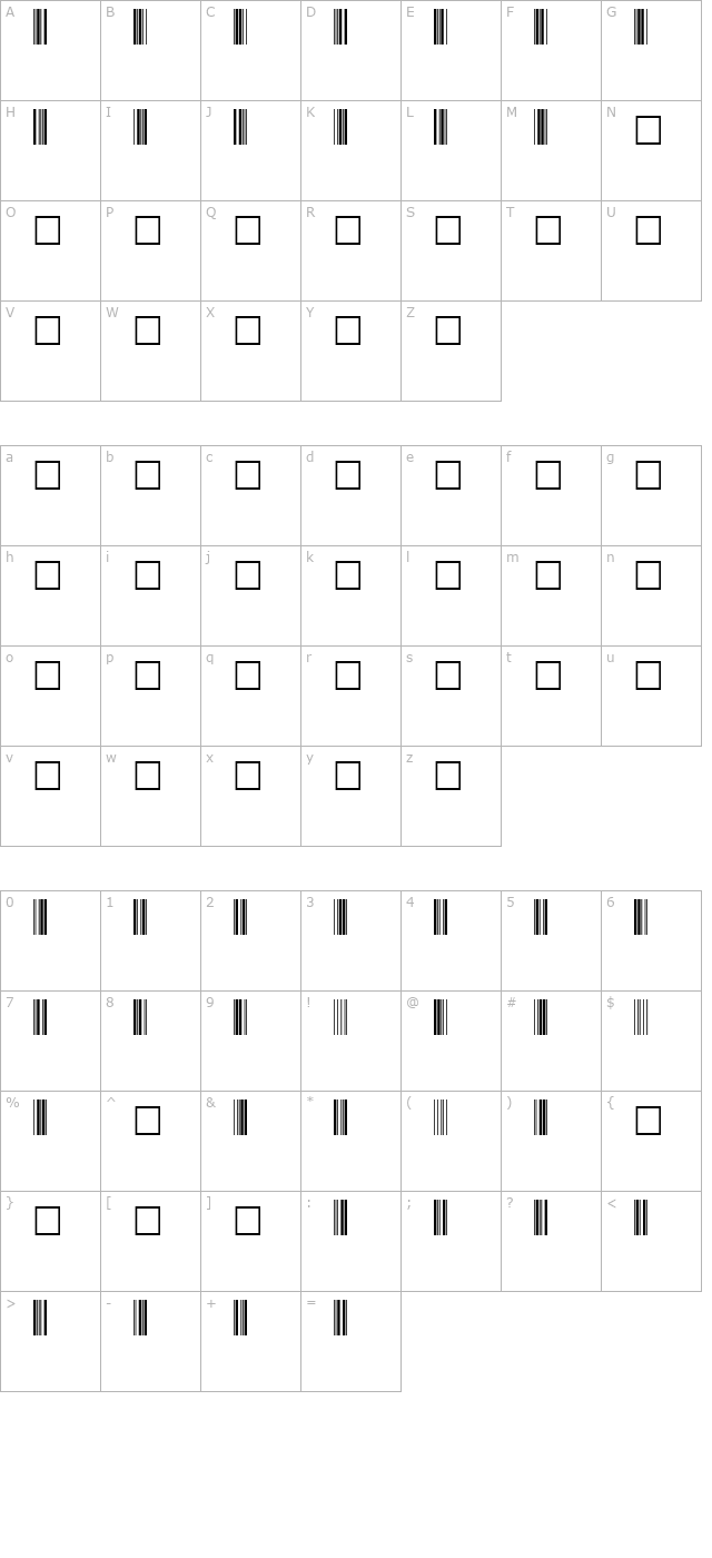 code39barcodefog character map