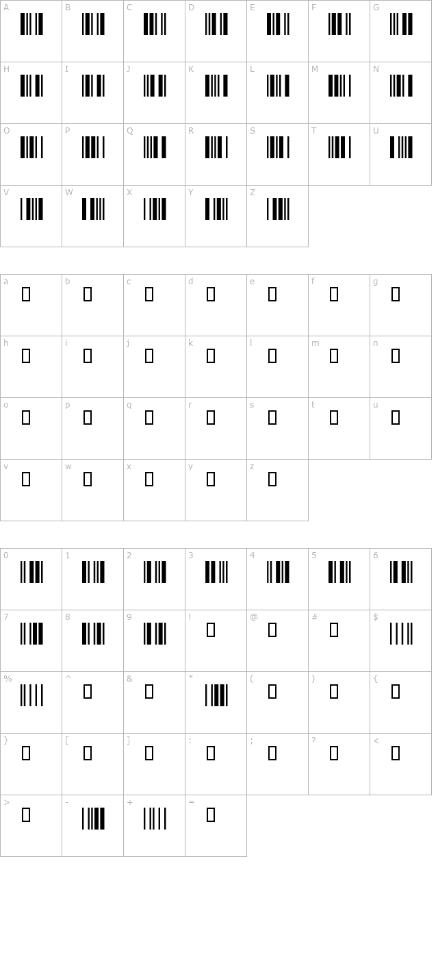 Code39SmallLow character map