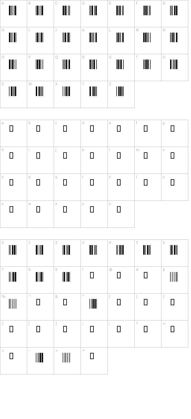 code39smallmedium character map