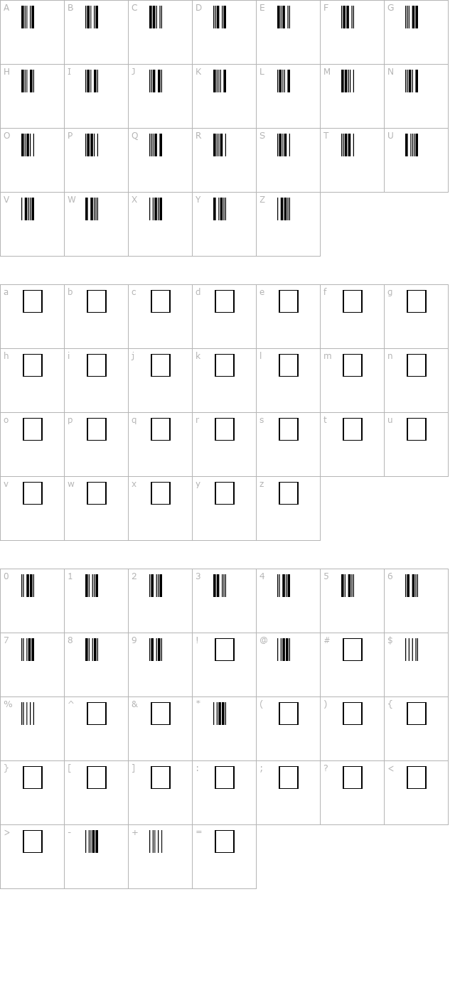 Code3of9 Regular character map