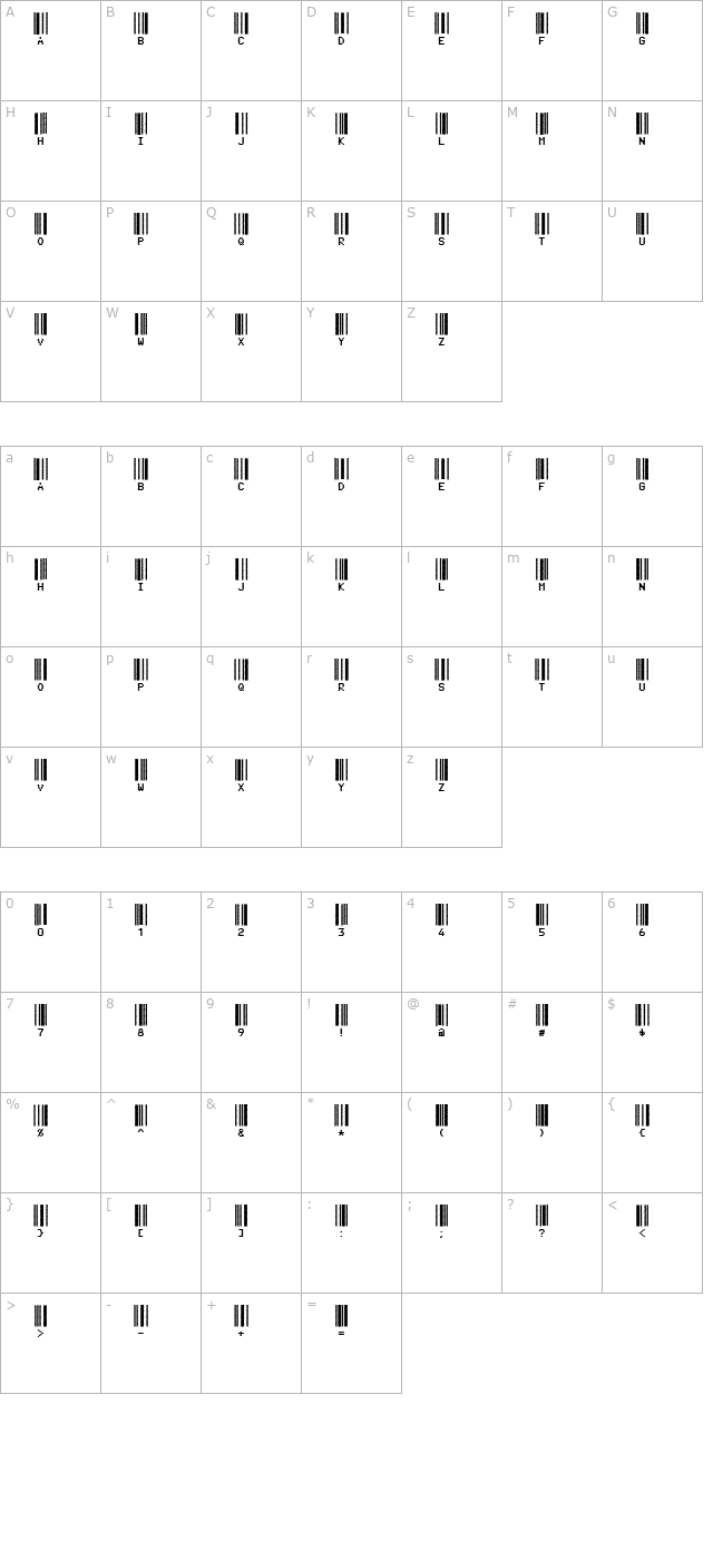 CODE3X D character map