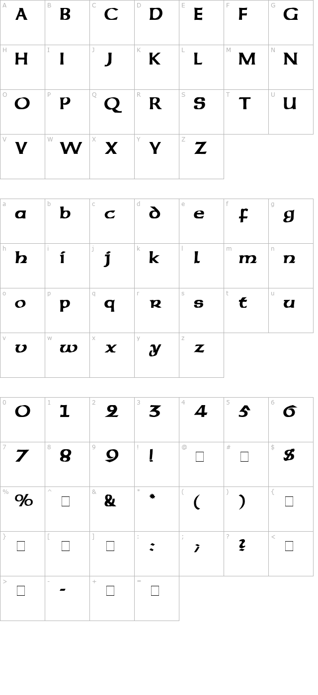 Codex SSi character map