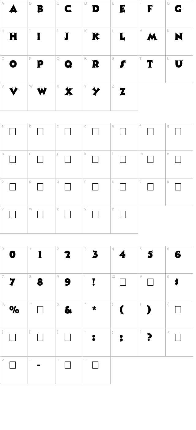 Colbert Regular character map