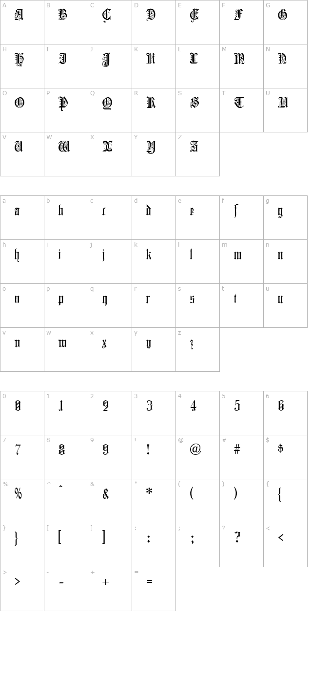 colchester-black character map