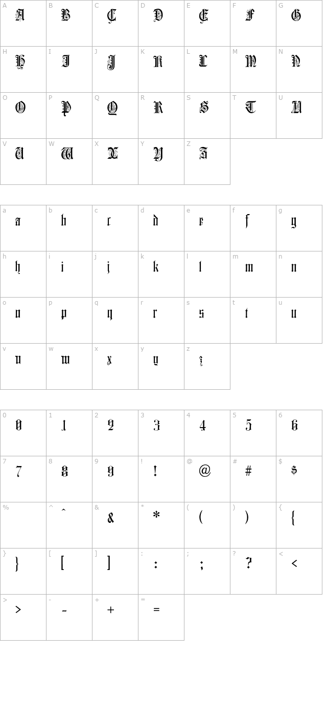 ColchesterBlack character map