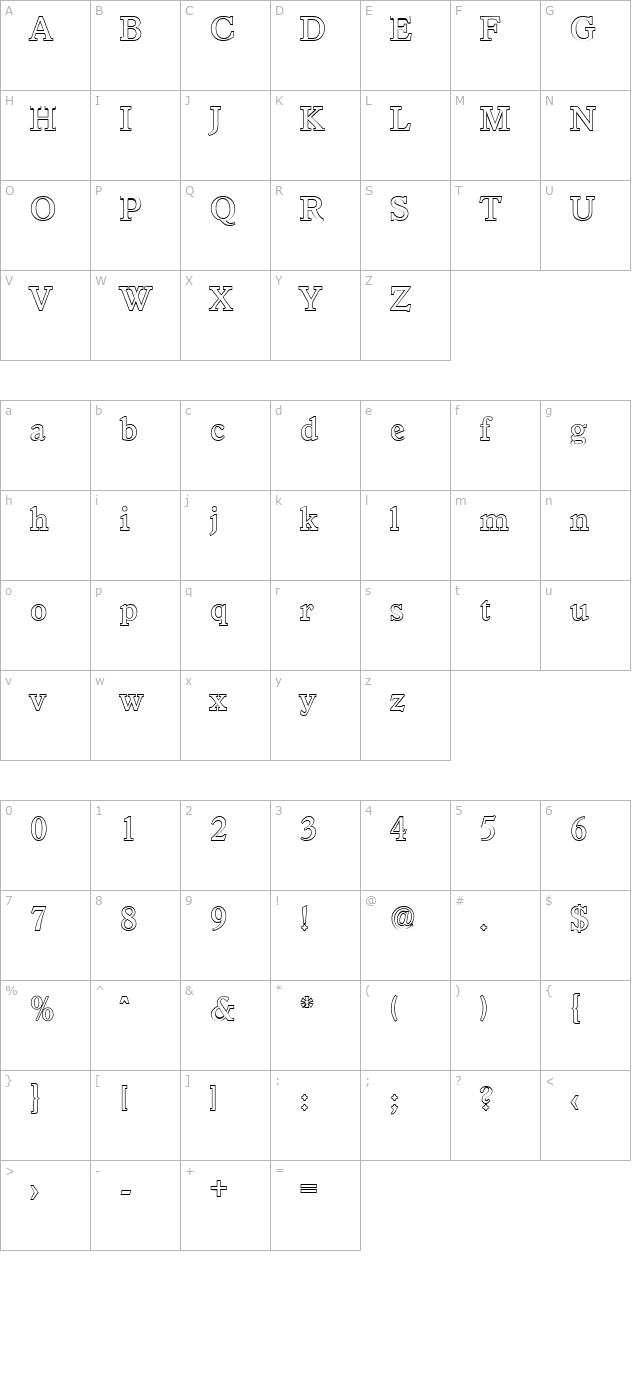 colinbeckeroutline-medium-regular character map