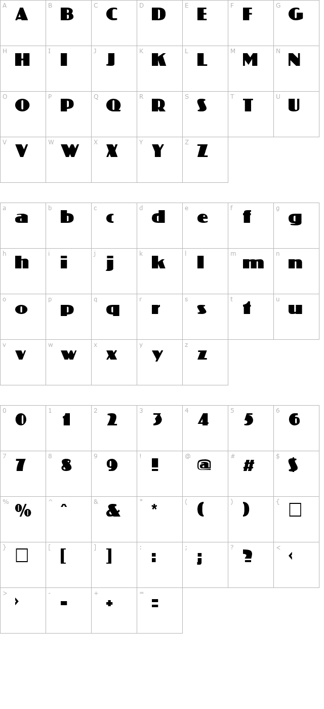 COLISEUM character map