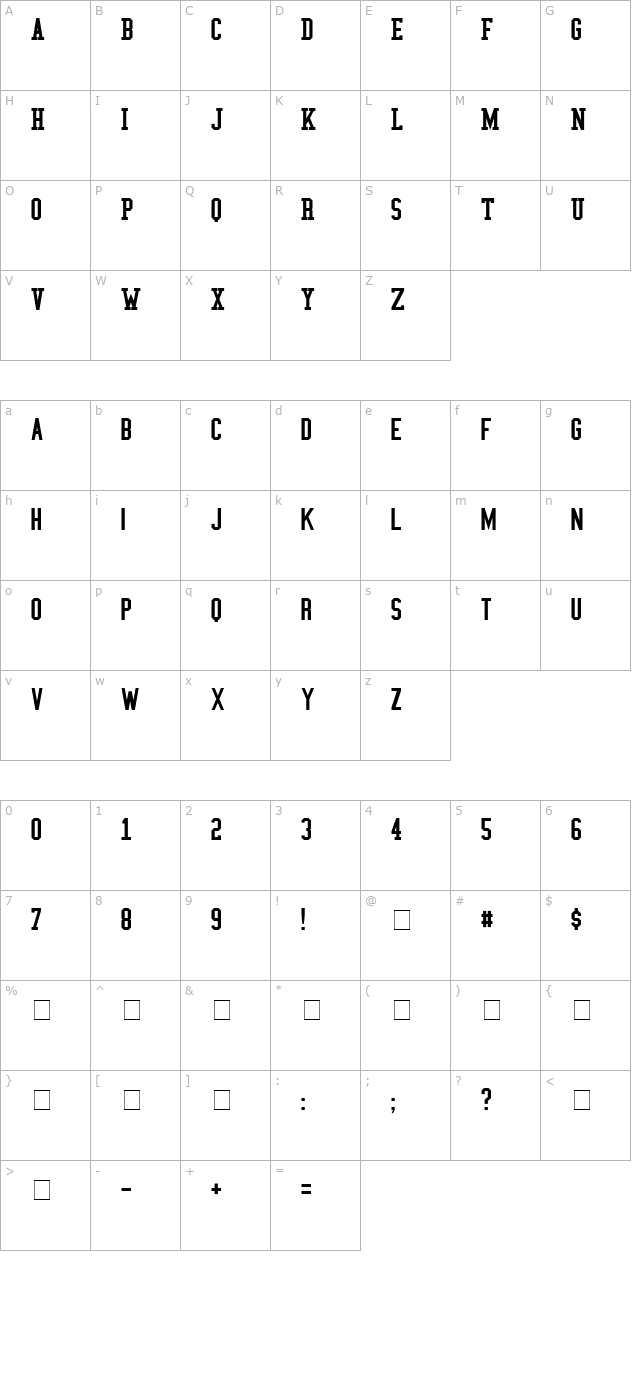 college-condensed character map