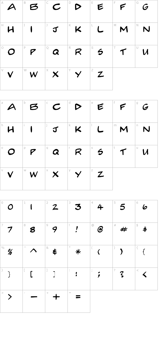 comcre character map