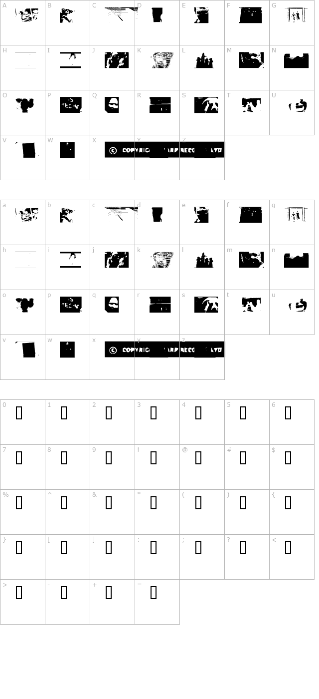 come-to-fonty character map