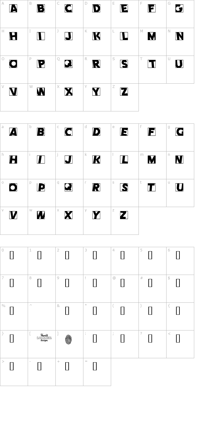 Comet Positive character map