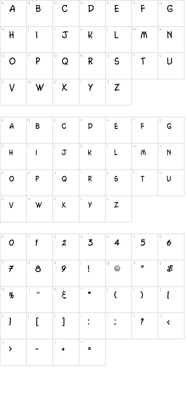 Comic Book Regular character map