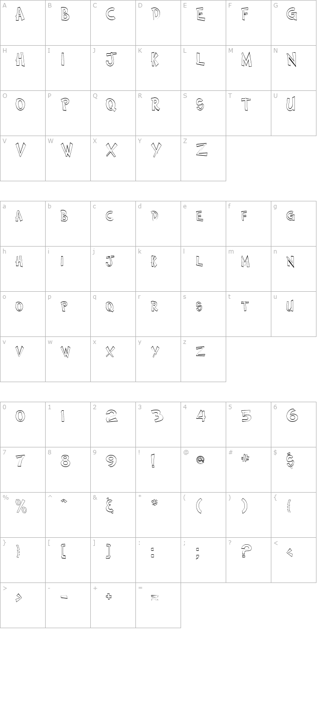 Comic Book Two Outline Regular character map