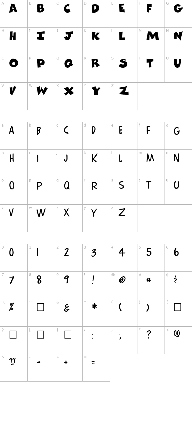 Comics Regular character map