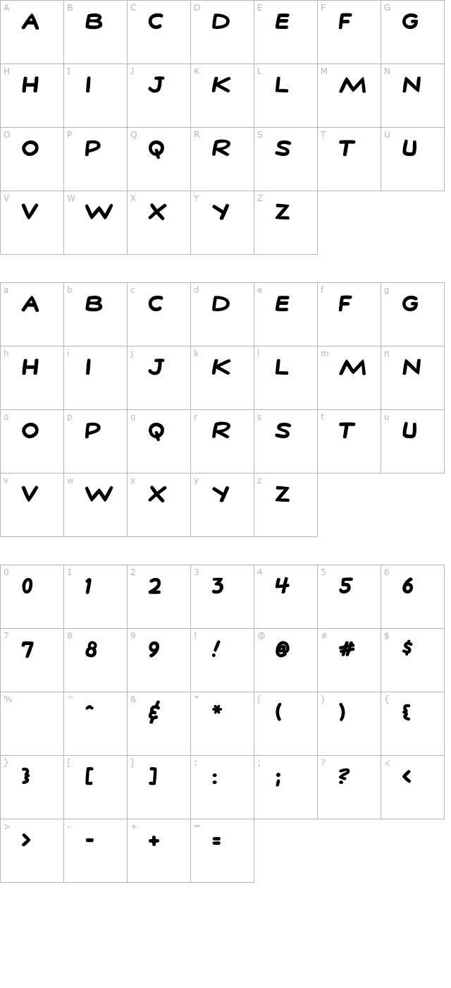 comictalk-bold character map