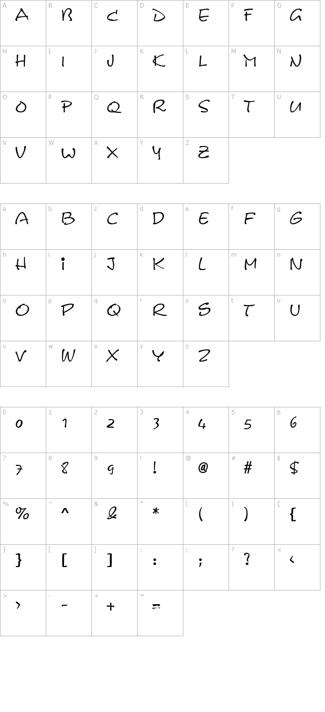 Comix Regular character map