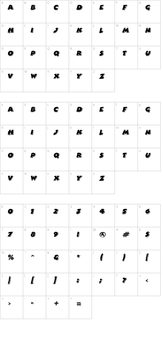 comixhighlight-regular character map