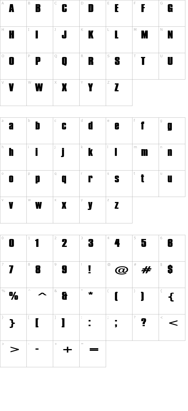 commador-extended-heavy-normal character map