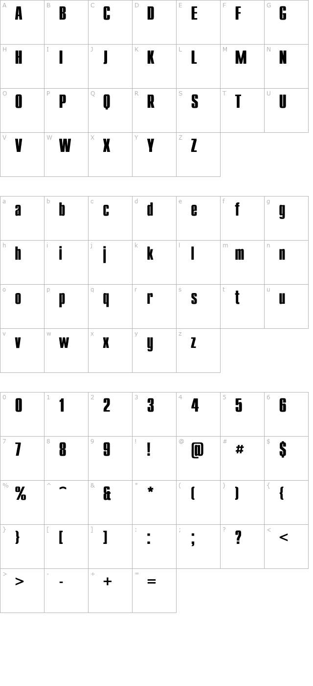 compact-bold character map