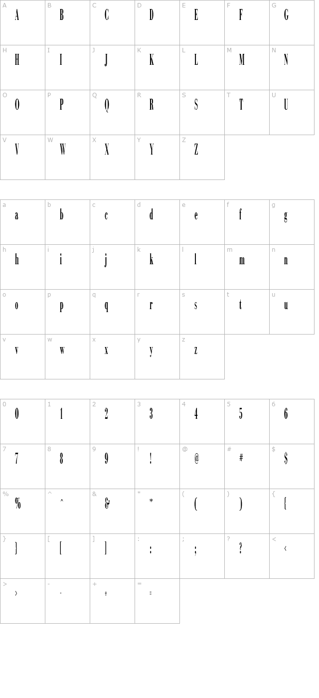 Compass Regular character map