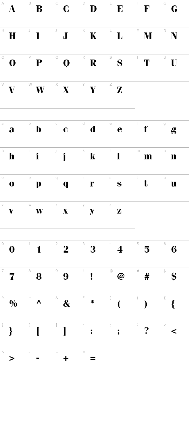 Compendium SSi Bold character map