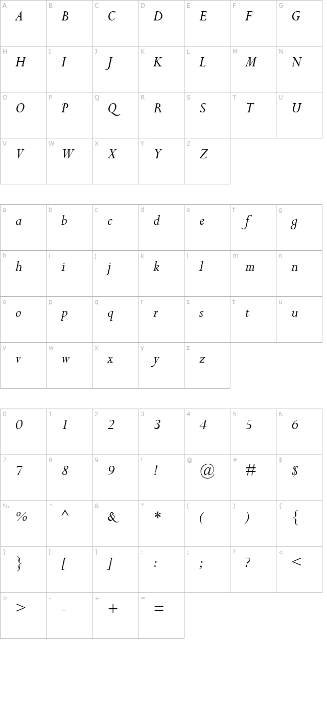 Compleat SSi Italic character map