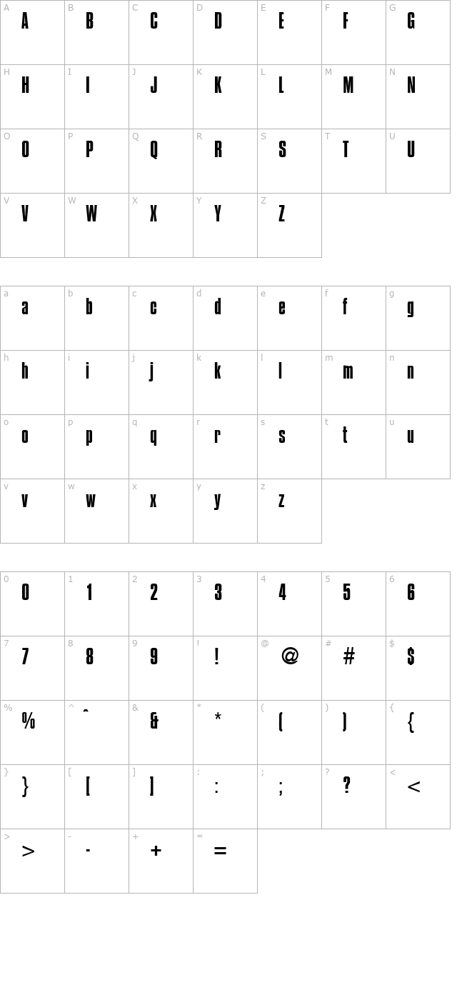 compressed-regular character map