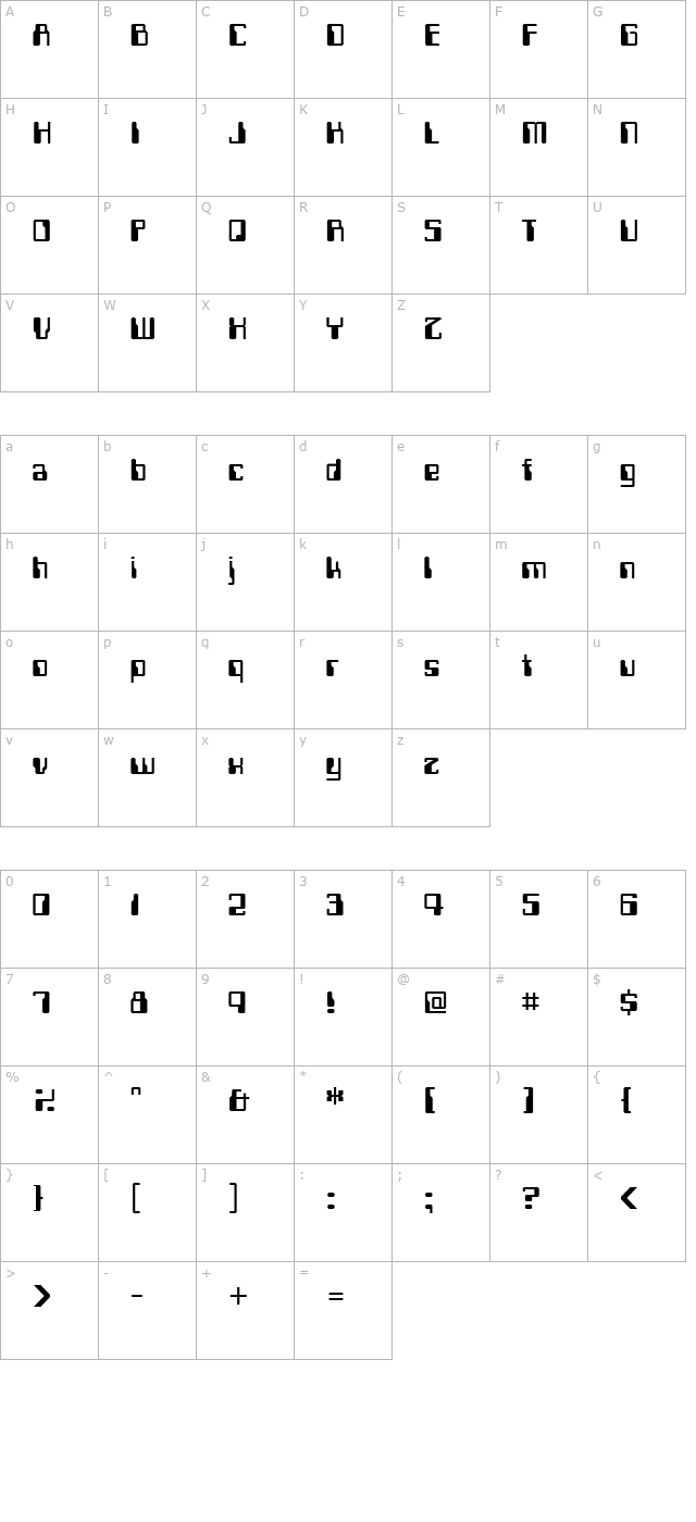 Computerfont Regular character map