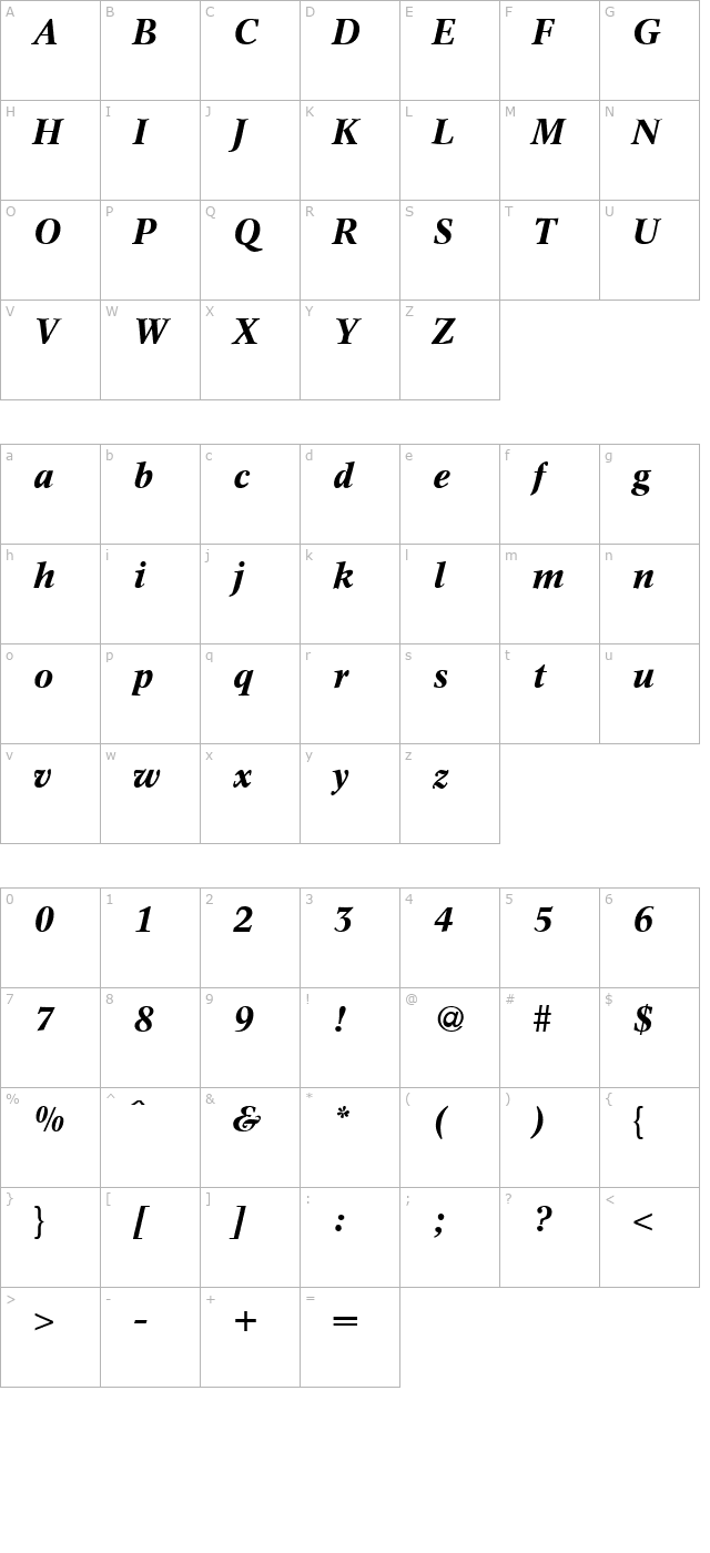 concept-bolditalic character map