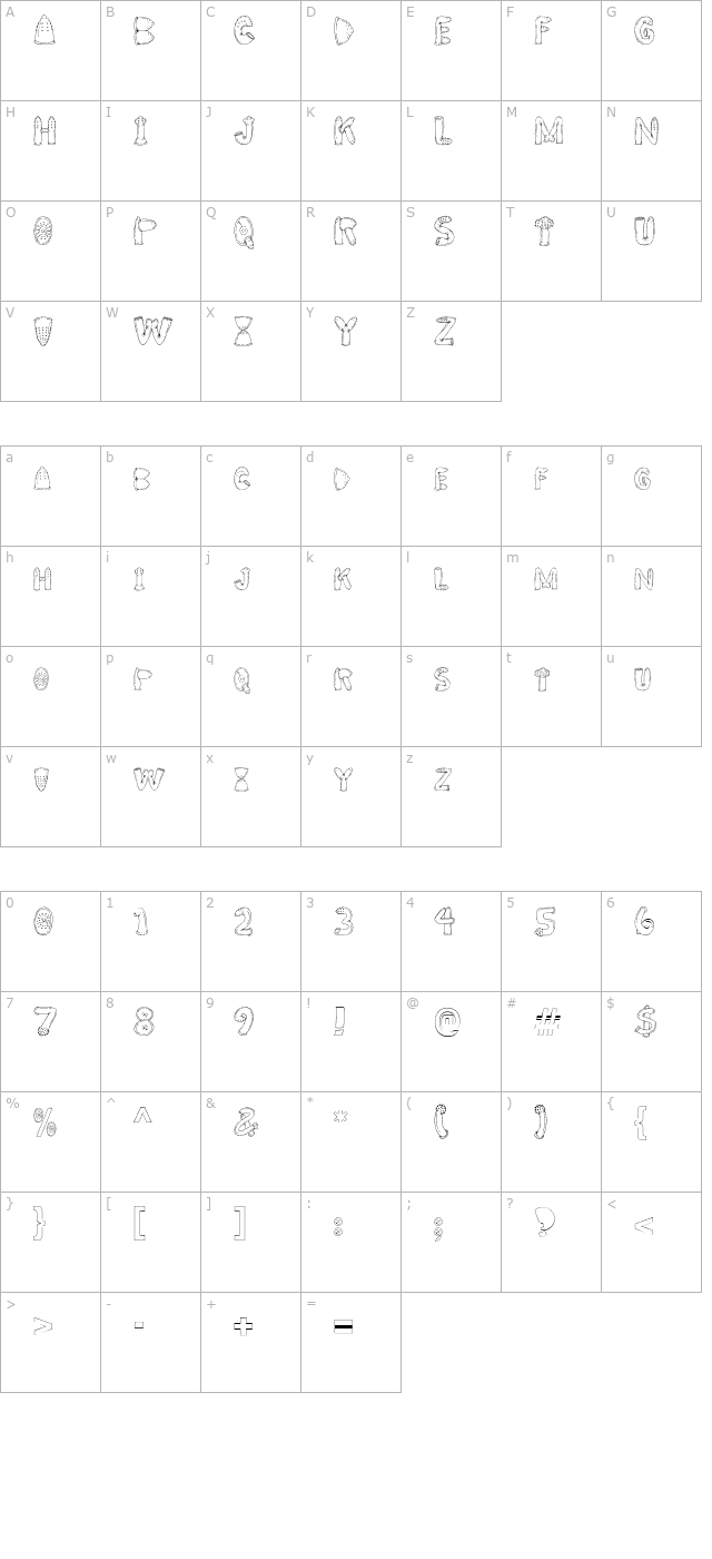 CONDOM FONT character map