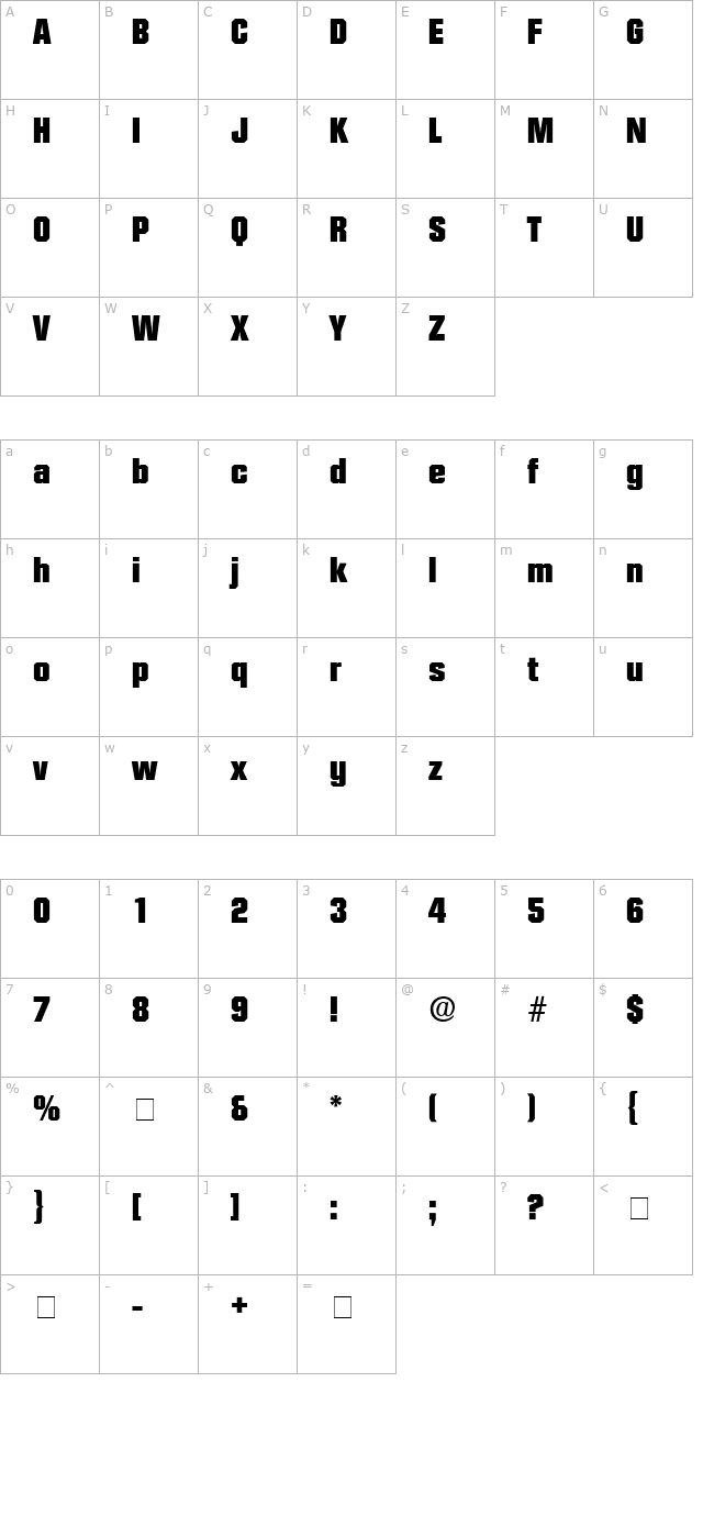 Conex Display SSi character map