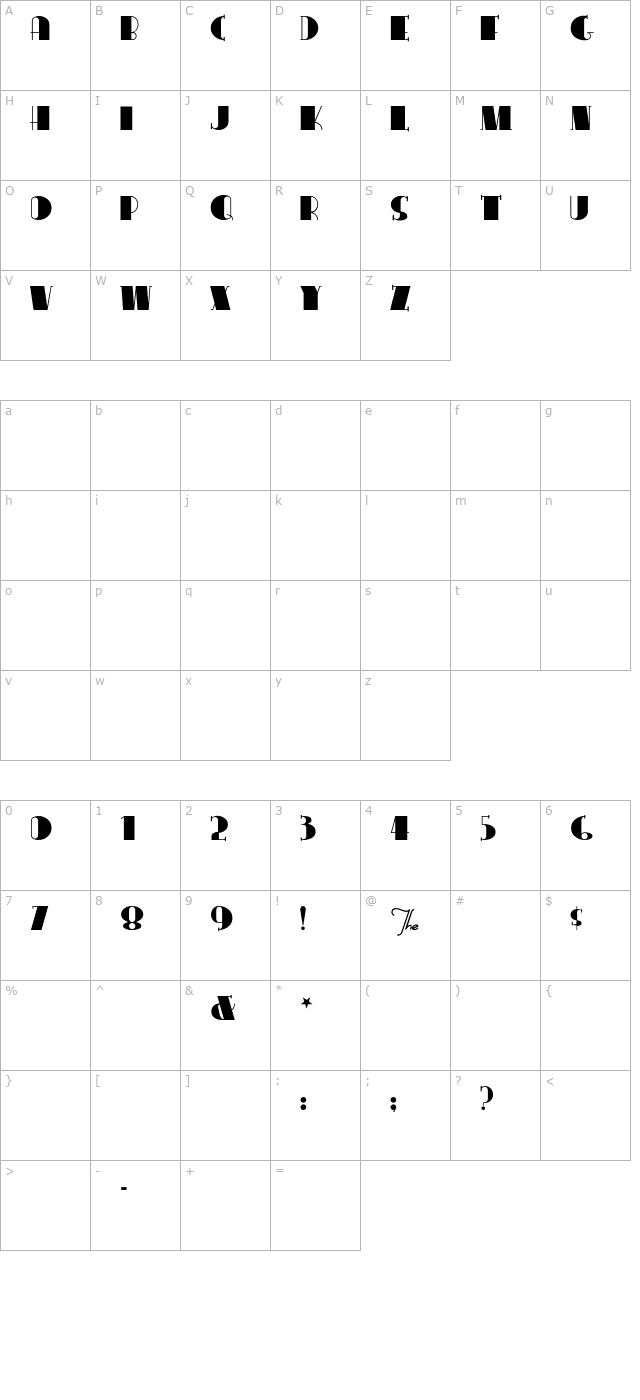 congaline character map