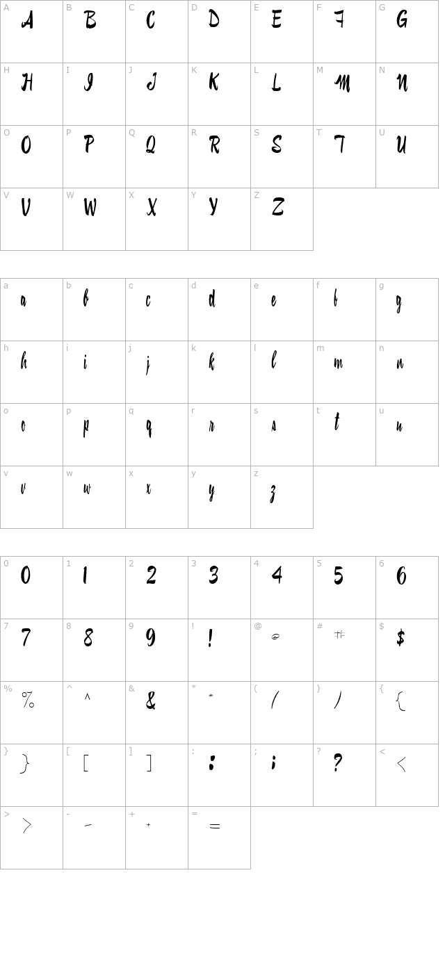 ConiScriptSSK character map