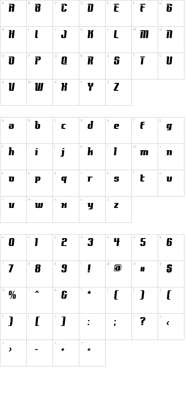 contact-extrabold character map