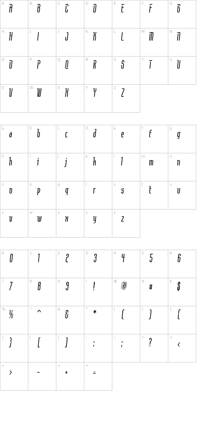 contact-light character map