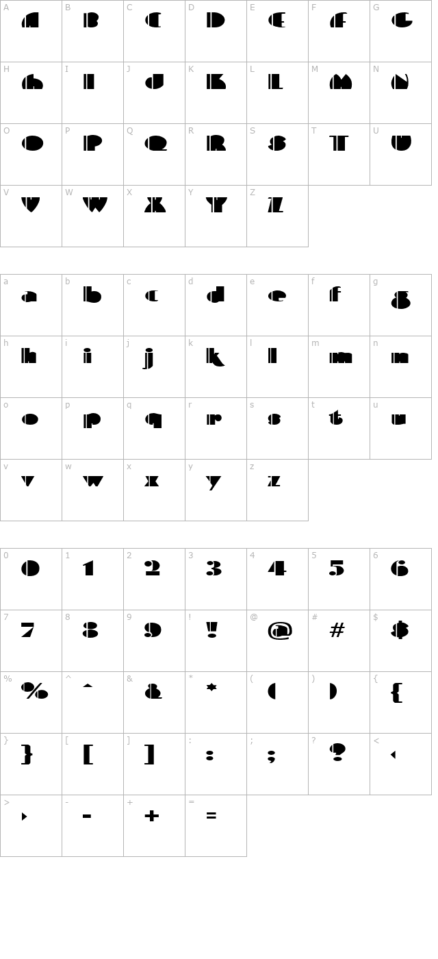 Contemporary Bold character map