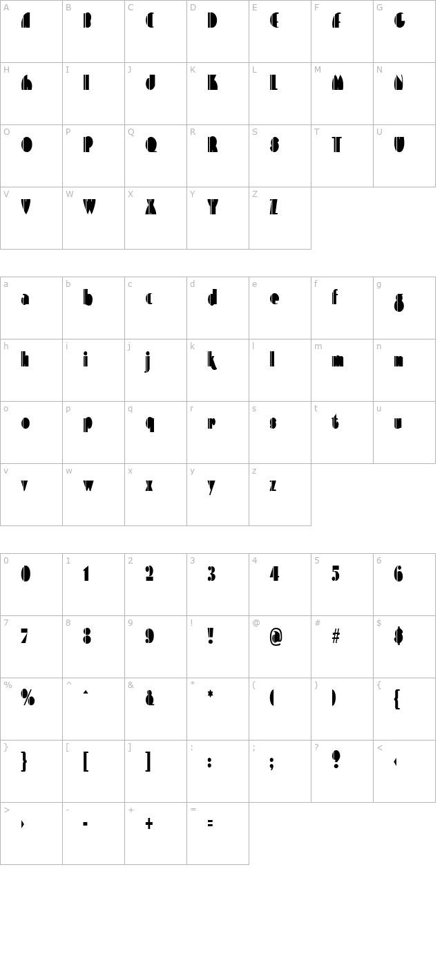 ContemporaryCondensed character map