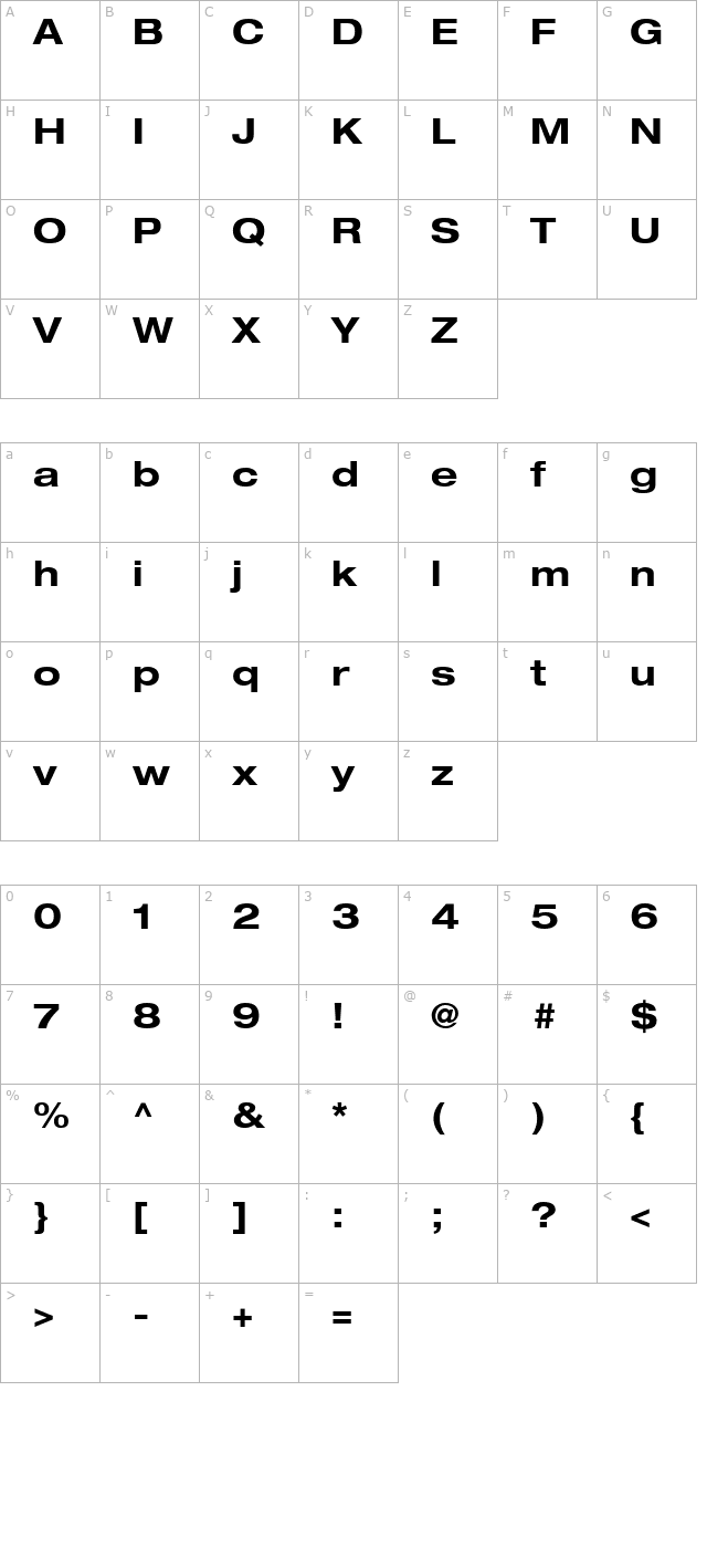 Context Reprise Expanded SSi Bold Expanded character map