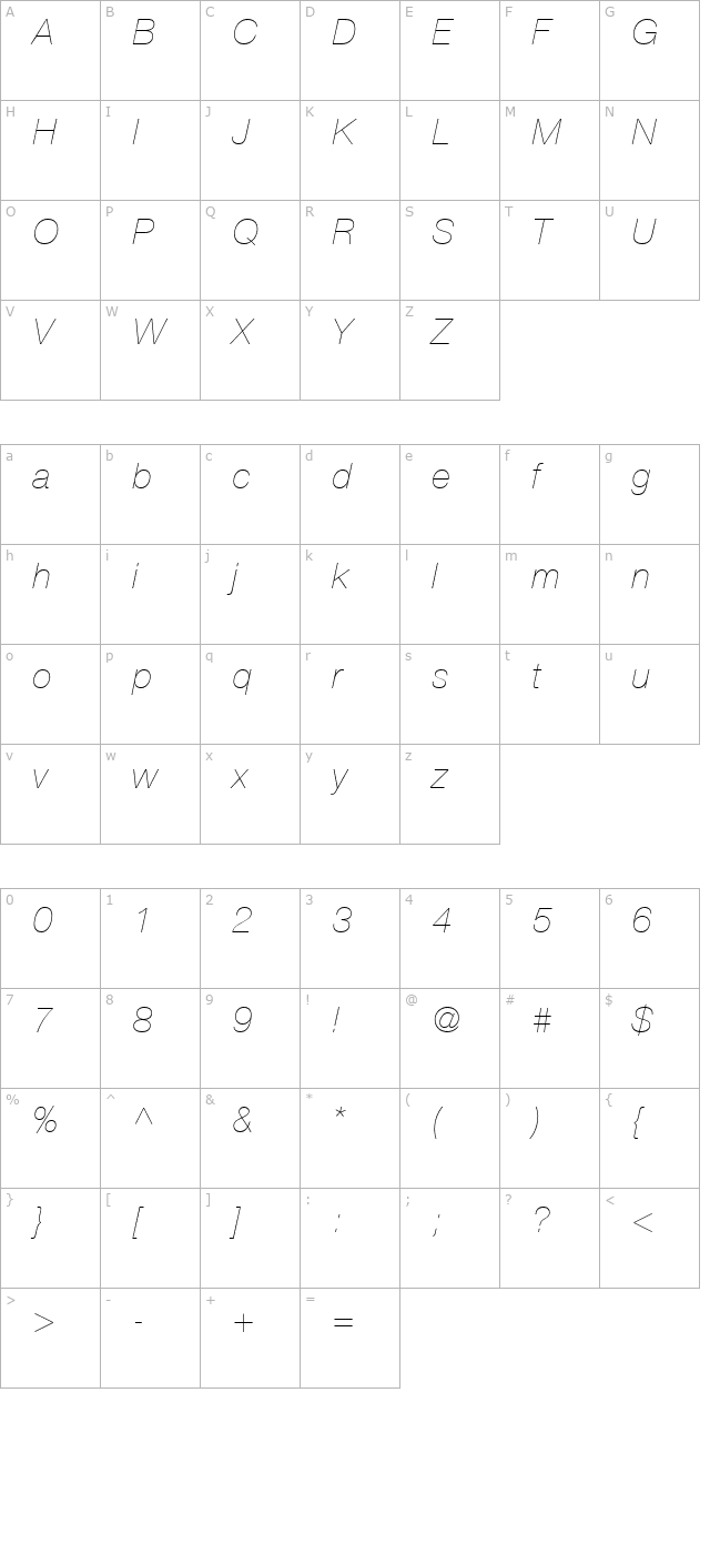 context-reprise-light-ssi-extra-light-italic character map
