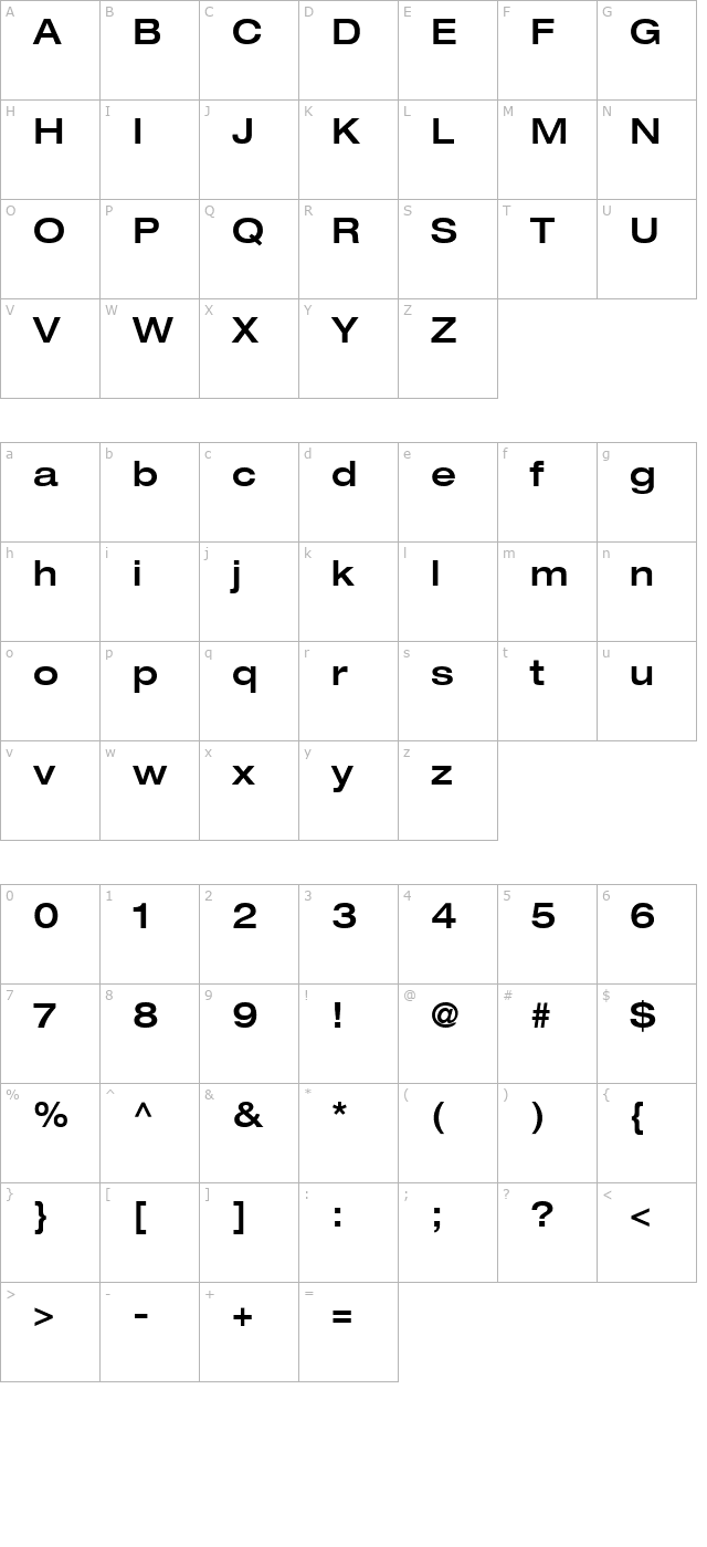 Context Reprise MediumExp SSi Normal character map