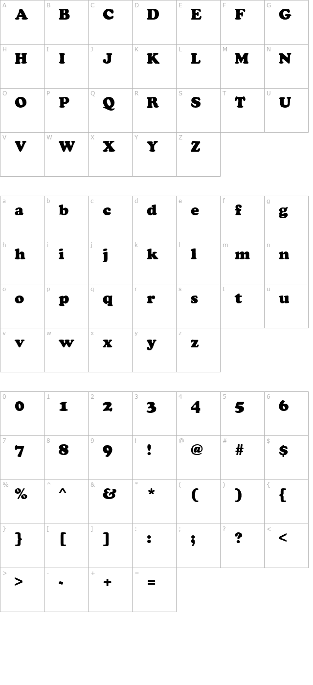 Cookie Black character map