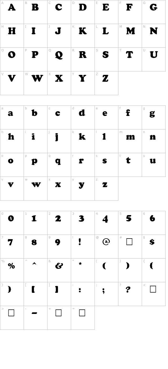 Coolsville Regular character map