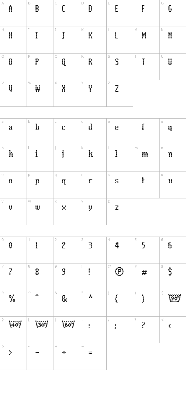 CoolWoolLL character map