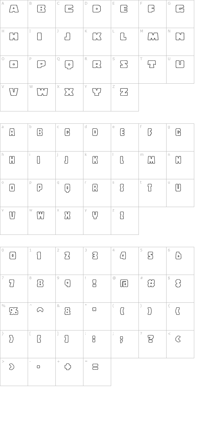 CopalStd-Outline character map