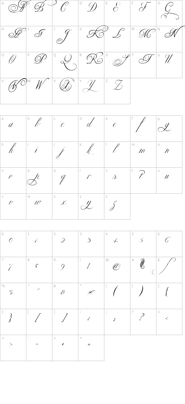 Copper AltCaps character map